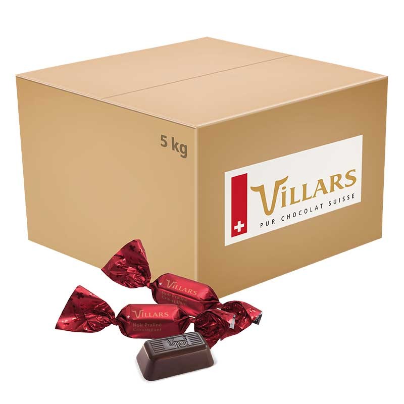 Carton 5 kg de Papillotes Pralinés Chocolat Noir Feuilleté - Villars