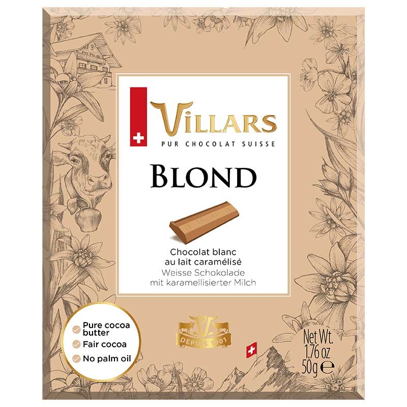 Tablette individuelle 50 g de Chocolat Blond Suisse Pure Blond - Villars