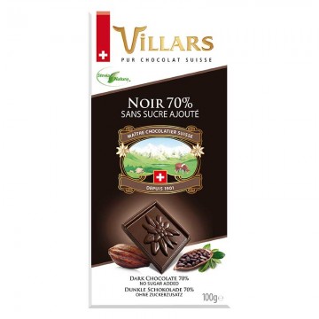 Chocolat noir 70% sans sucre ajouté VALOR 125g.