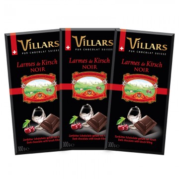 VILLARS Villars chocolat noir fourré à la liqueur de kirsch 100g pas cher 