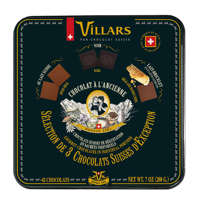 Boîtes métal Cadeau Collector de Chocolat Suisse - Villars